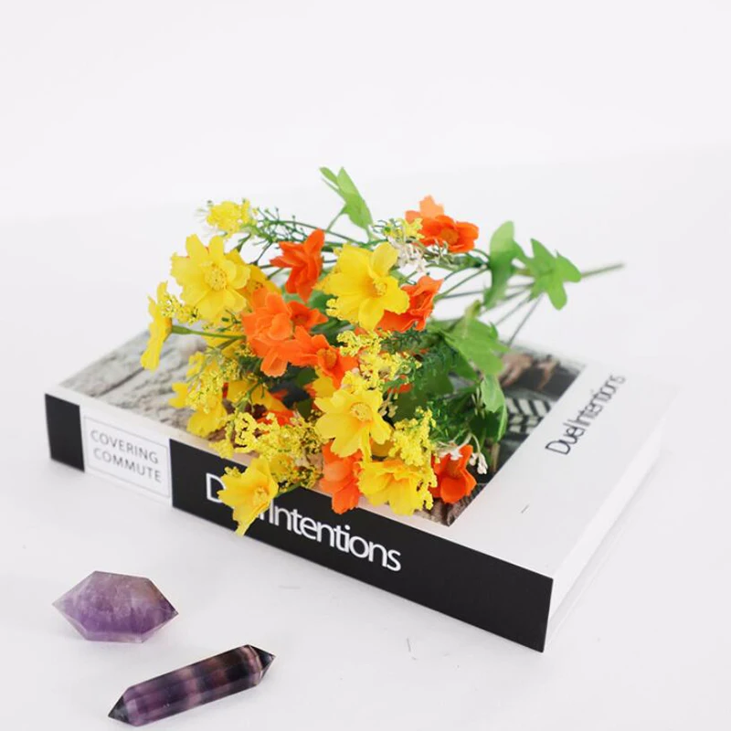 

White Daisy Artificial Flowers Long Branch Bouquet for Home Wedding Garden Decoration DIY Bridal Silk Fake Flower Accessories