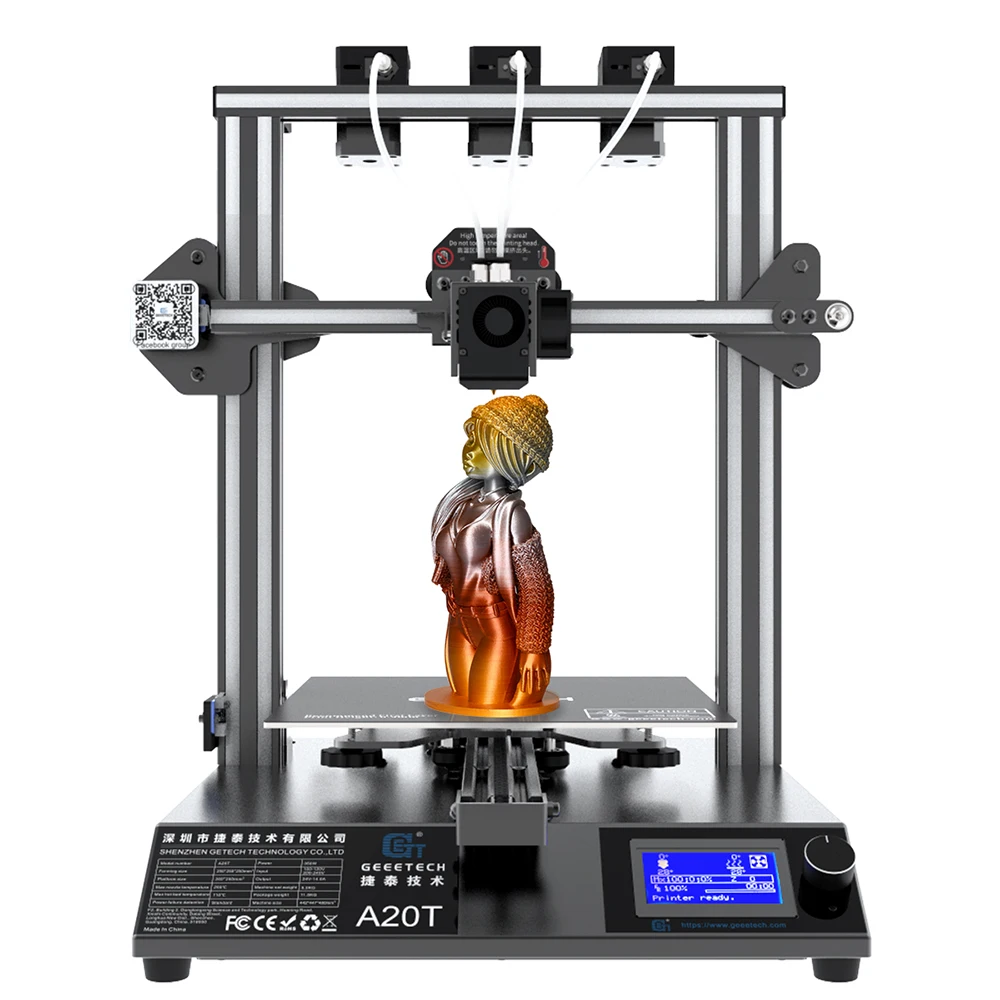 Geeetech 3D Printer A20T 3 in 1 Out Mixed Property Upgrade GT2560 V4.1B Controlboard  250*250*250mm3 LCD2004 FDM CE