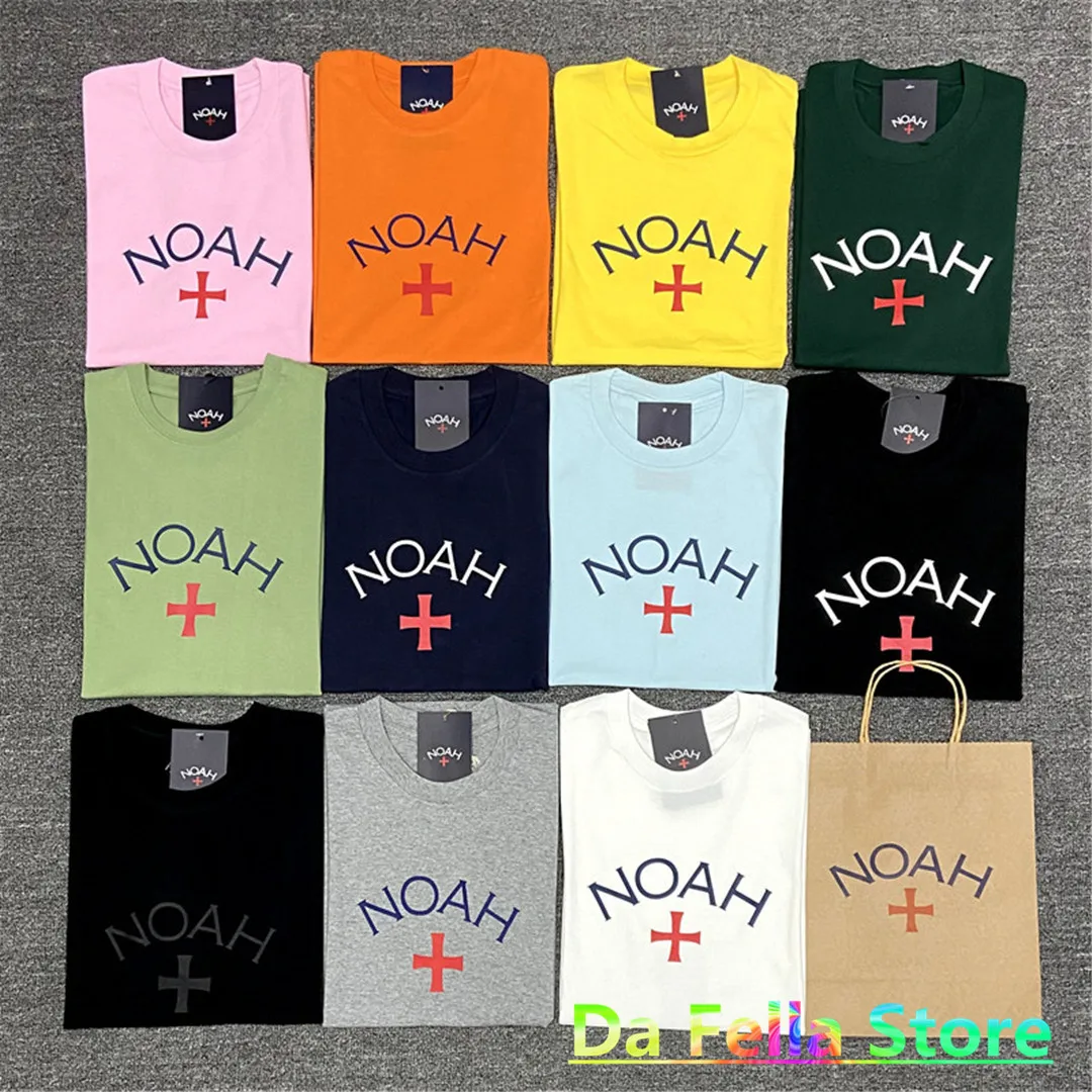 

NOAH Cross T-shirt 2021SS Men Women Classic Logo NOAH Tee 1:1 High Quality Font Printed Solid Tops Inside Tag Label Short Sleeve