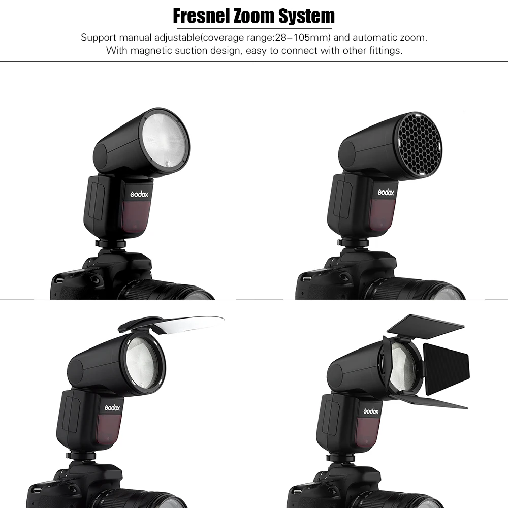 Вспышка для камеры Godox V1N Speedlite Speedlight Беспроводная круглая головка 2 4G Fresnel Zoom