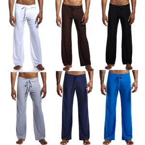 Мужская одежда для сна пижамные штаны Свободные занятий спортом, йогой, штаны с эластичной резинкой на талии, брюки пижамы без застежки мужская повседневная спортивная одежда размера плюс