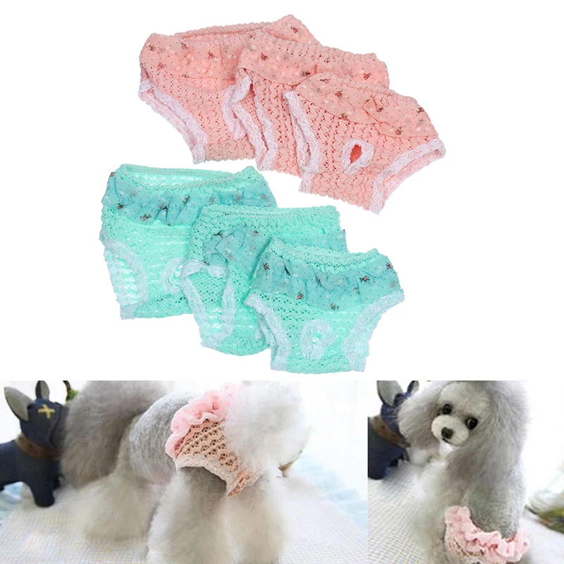 

1PCS Pet Dog Diaper Lace Physiological Pants Sanitary Panties Washable Female Dog Panties Shorts Underwear Edge Pet Trousers