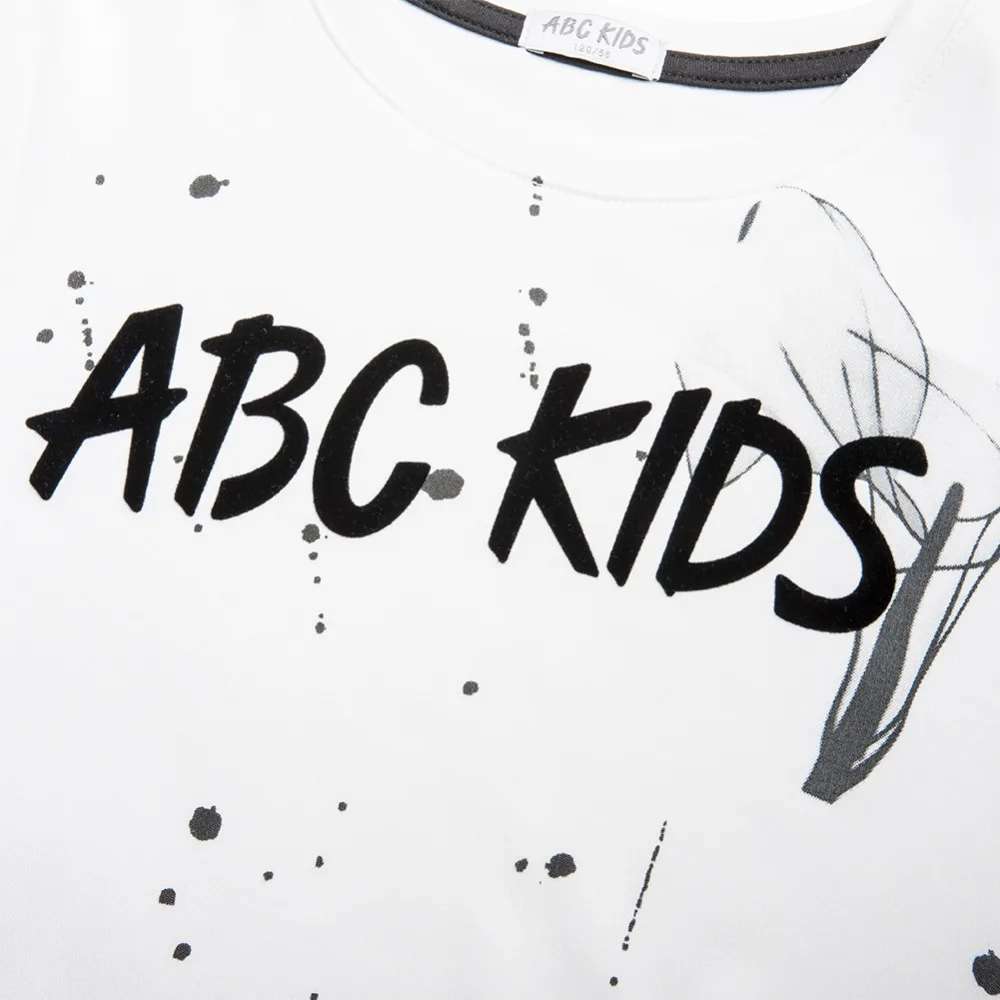 ABCKIDS/Летняя хлопковая Футболка с буквенным принтом для маленьких мальчиков топы