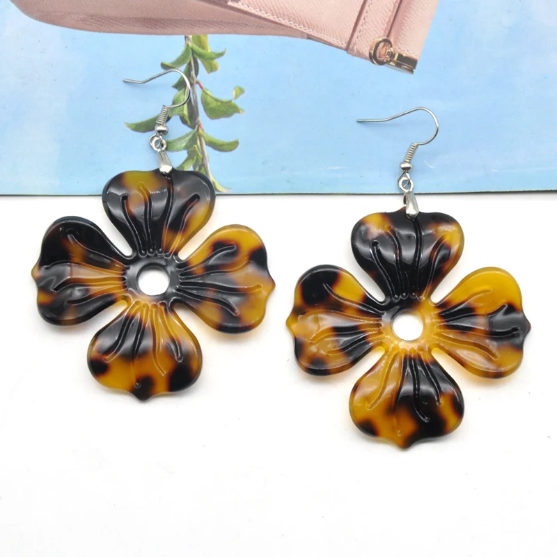 Черепаховая кость волнистые акриловые серьги в виде цветов для женщин Черепаха