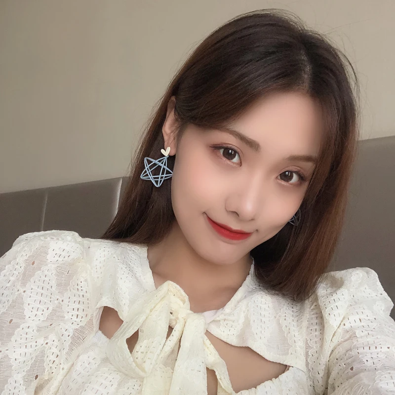 Модные ювелирные изделия S925 большие синие серьги капли в форме звезды новый