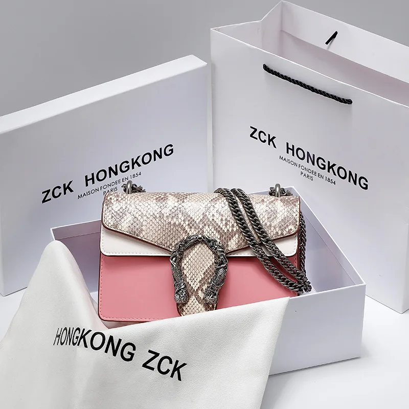 

2021 New Fashion Luxury Designer Shoulder Bag for Women High-quality Snakeskin Pattern Handbags Chain Crossbody Bag Female Purse