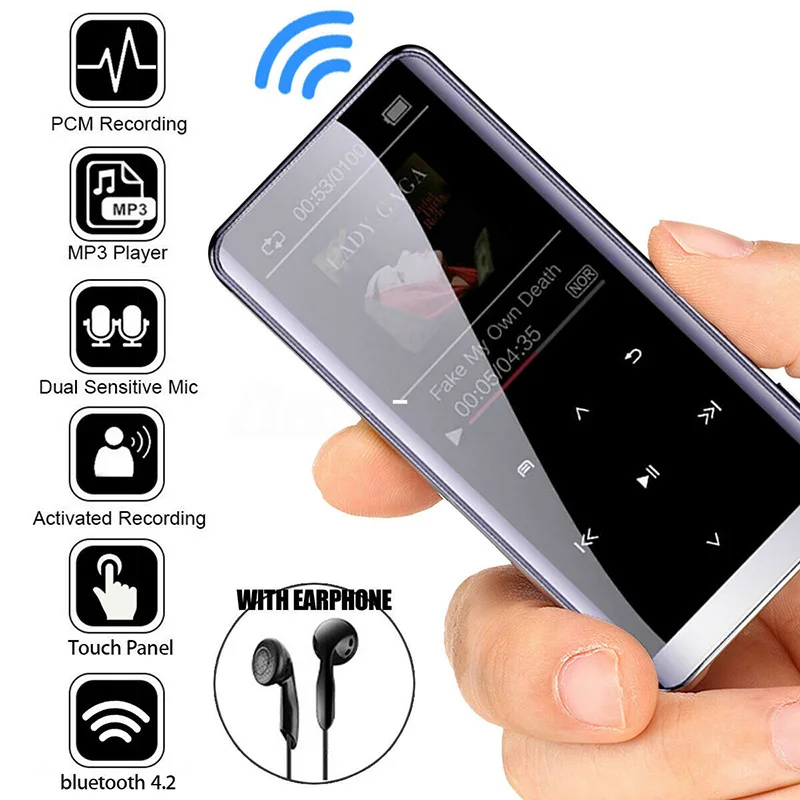 

M13 Bluetooth MP3 Player HIFI Sport Music Speakers Portable FM Radio Recorder Built-in Dual PCM Microphone With Display Screen