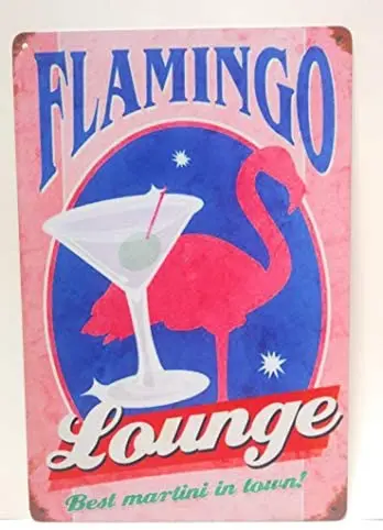 

Flamingo Lounge. Best Martini in Town Metal Tin Sign, Cocktail Sign, Man Cave Sign, Kitchen Decor, Business Sign, Funny Sign