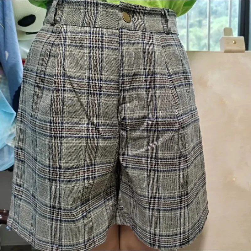 

Pants Women Plaid Retro Summer Wide Leg Empire Students Loose Harajuku Streetwear Chic Ladies Soft All-match High Quality Ins