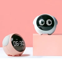 cute emoticon alarm clock desktop clock with led bedside sound control night light