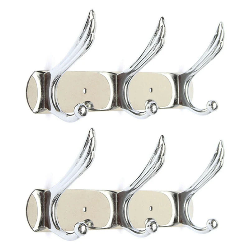 

Wall Door Bedroom Bathroom Mounted Hanger Chrome Hooks Coat Hat Towel Hook Rack 2 Pack