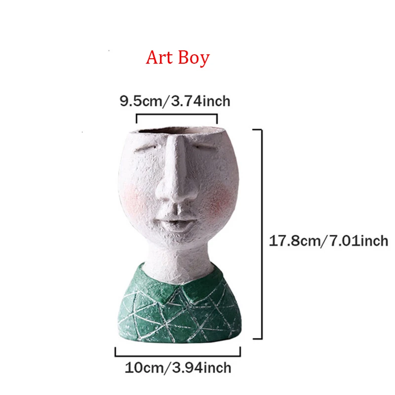 Art Boy Счастье семья статуя цветочный горшок сад портрет скульптура орнамент настольный декор смола Цветочная композиция контейнер - Цвет: Art Boy