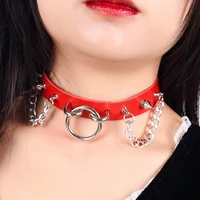 red leather choker female collar for women goth punk chain harajuku necklace sexy vegan chocker festival girls gothic jewelry