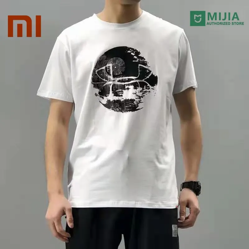 

Футболка xiaomi mijia2021 мужская из 250 хлопка, рубашка свободного покроя с коротким рукавом, однотонная, 100% г, лето