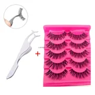 Накладные ресницы из нержавеющей стали, 5 пар, мягкие натуральные длинные перекрестные Накладные ресницы + 1 шт. накладных ресниц, инструменты для макияжа