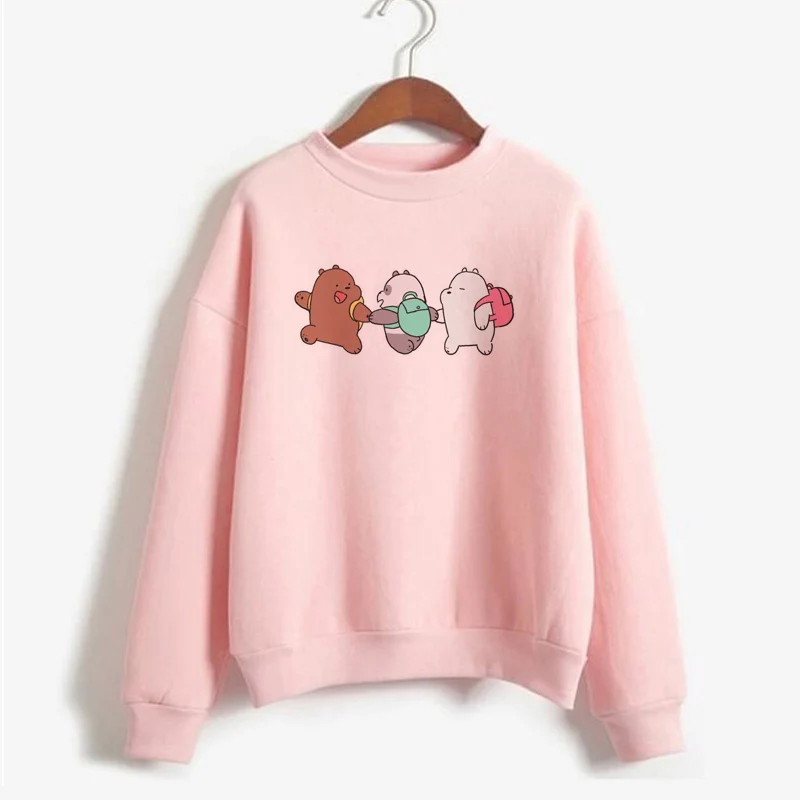 Harajuku Kawaii We Bare толстовка с медведем Женская Повседневная Милая Толстовка Padan Женский пуловер для девочек белый розовый негабаритный свитер с капюшоном одежда - Цвет: 10