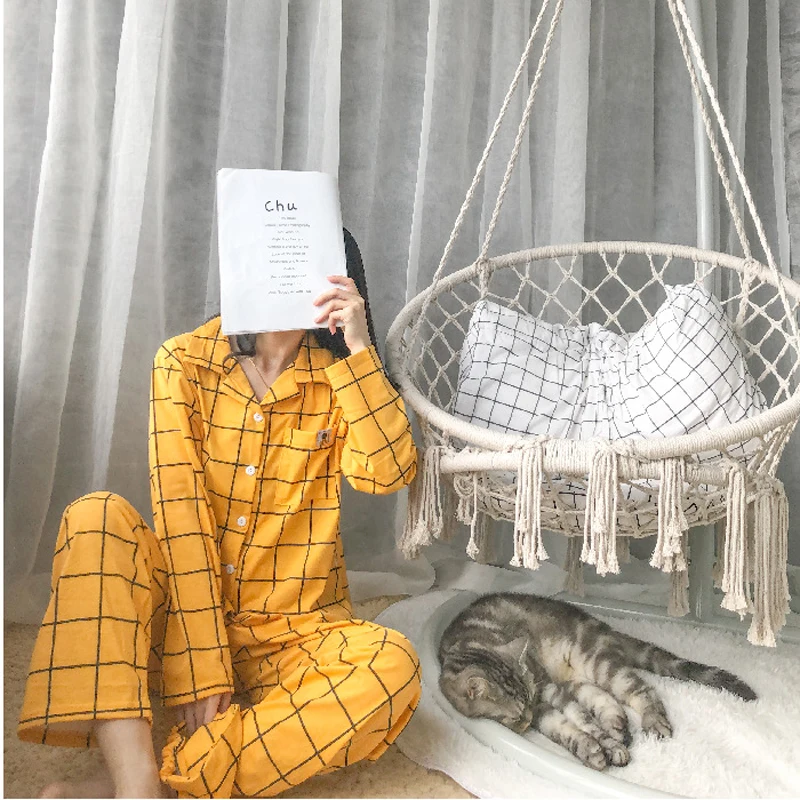 2019 зимняя Хлопковая женская пижама с маской для глаз длинные рукава брюки 2