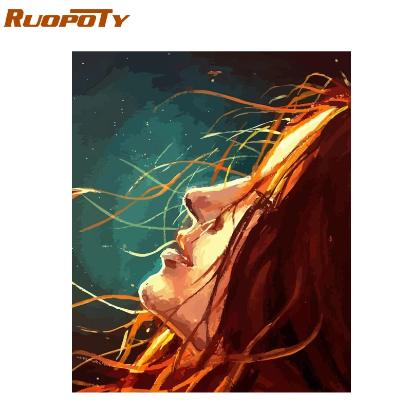 RUOPOTY рамка для влюбленных, рисунок DIY, картина по номерам, акриловая Картина на холсте, украшение для дома, уникальный подарок, современная настенная художественная картина