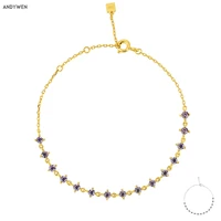 andywen 2021 new 925 sterling silver new 2020 purple zircon charm chain soft bracelet luxury women fashion crystal cz jewelry