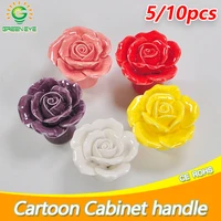 510pcs rose ceramic cabinet knobs cartoon children room moon star wardrobe handle garden door handle cabinet handles for kids