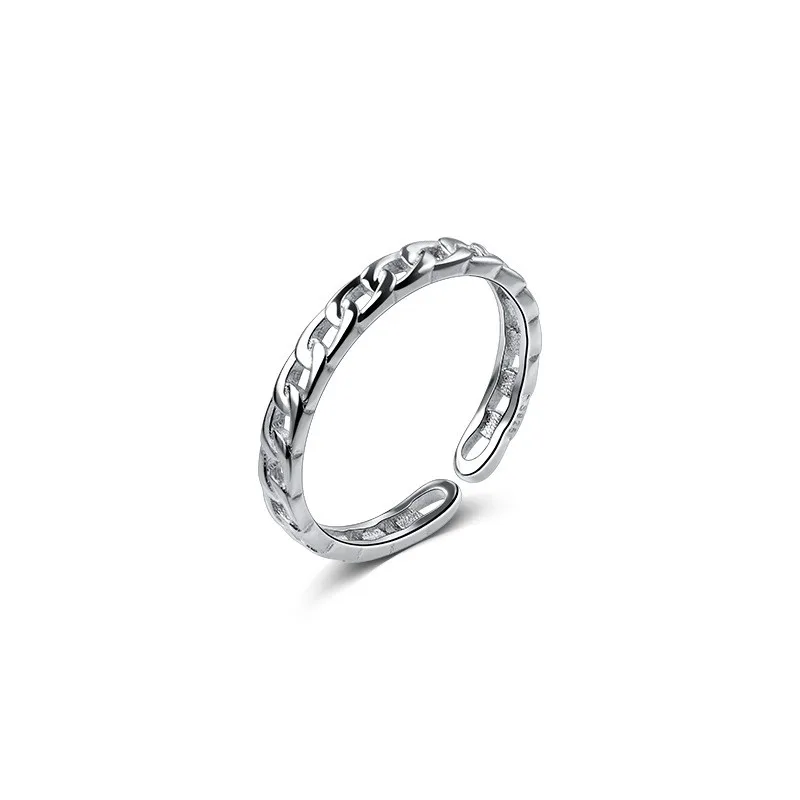 

925 Sterling Silver Ring Female Simple Hollow Chain Buckle Cool Rings Fashion Adjustable Finger Rings for Women anillos