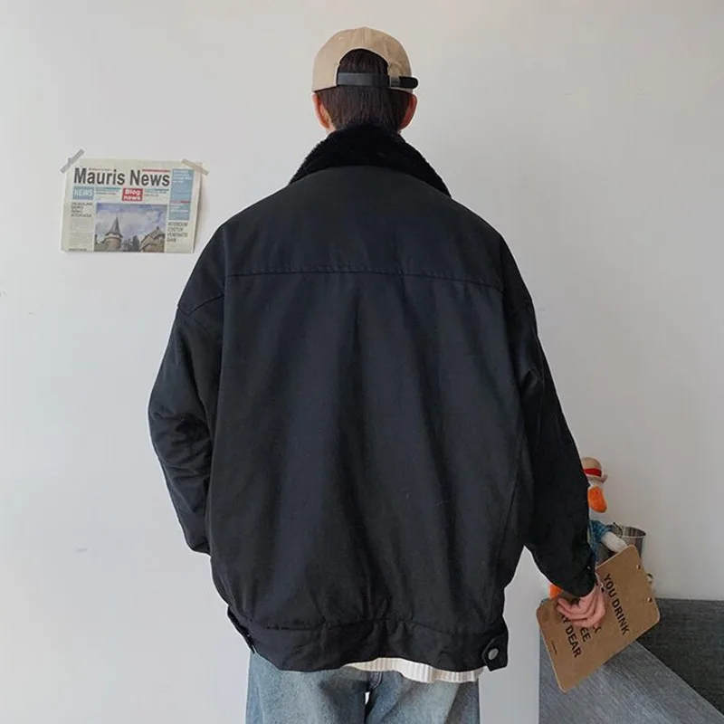 

Winter Jacket Men's Warm Fashion Casual Plus Velvet Thick Jacket Men Parka Streetwear Loose Korean Short Coat Mens Clothes M-XL