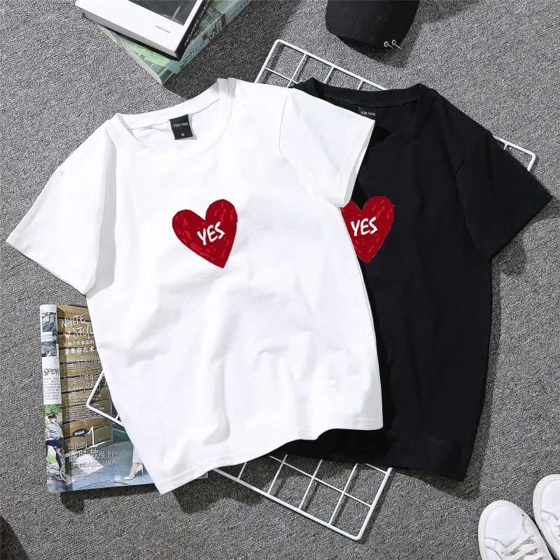 Новинка 2020 однотонная хлопковая футболка с коротким рукавом и принтом надписи