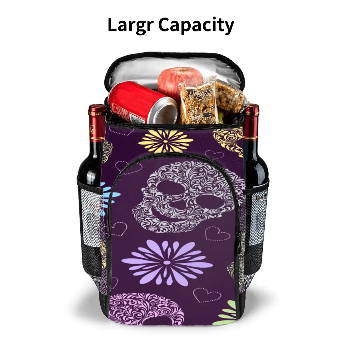 refrigerator bag abstract floral skulls pattern soft large insulated cooler backpack thermal fridge travel beach beer bag free global shipping