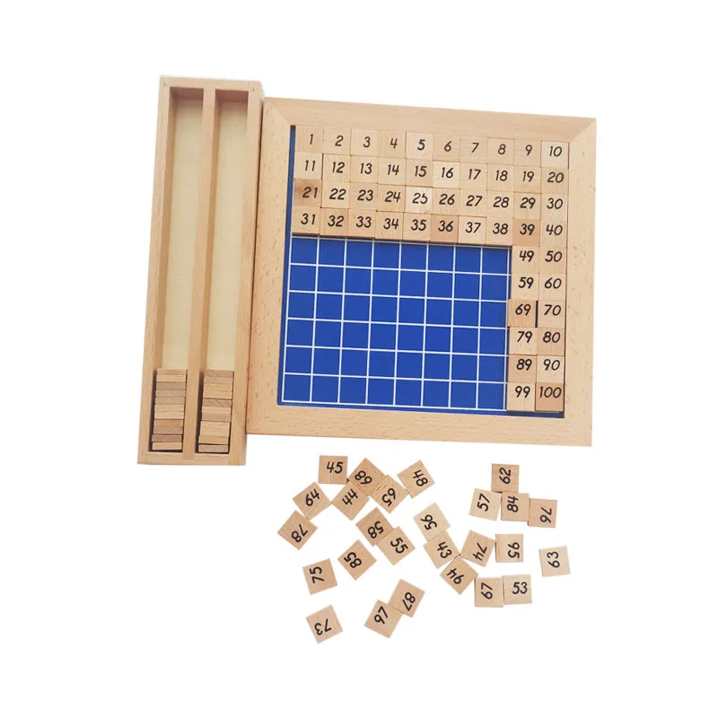 Treeyear Montessori-bloques de conteo de madera para ni&ntilde;os, puzles de bloques de matem&aacute;ticas, 1-100 n&uacute;meros sucesivos, juego educativo para ni&ntilde;os-2