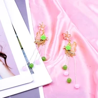 new shiny butterfly crystal opal long tassel earrings for women fashion luxury wedding jewelry party gift 2021 trend accessories