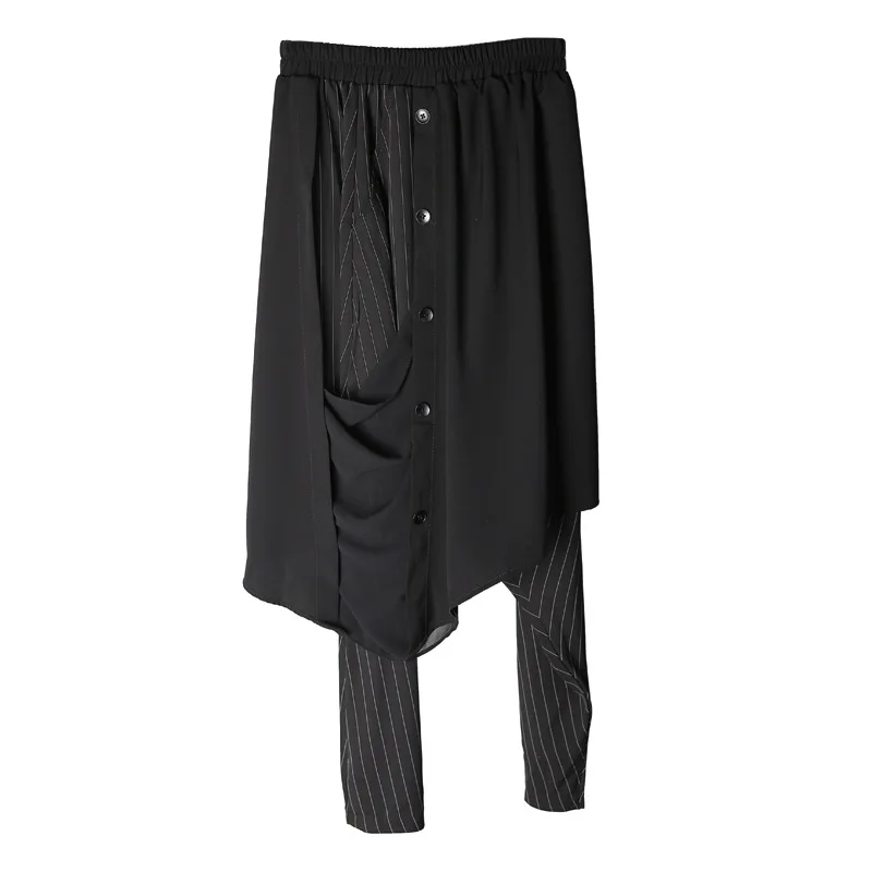 

SuperAen 2021 Spring New Elastic Waist Mesh Patchwork Plus Size Irregular Loose Casual Ankle-Length Harem Pants Women