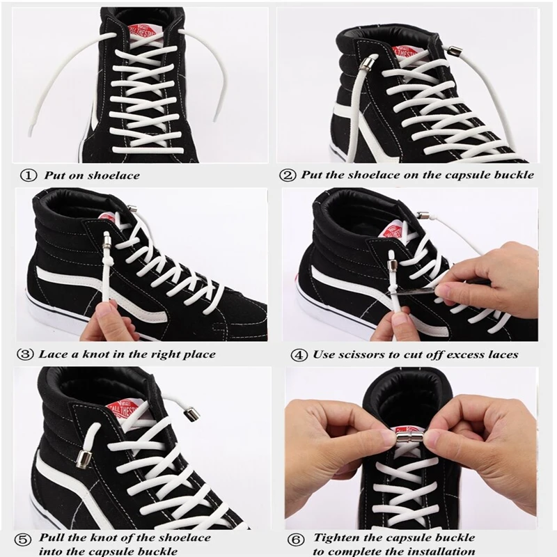 

1Pair No Tie Shoelaces Elastic Semicircle Shoe Laces For Kid and Adult Metal Lock Sneakers Shoelace Boot Lazy Laces Shoe Strings