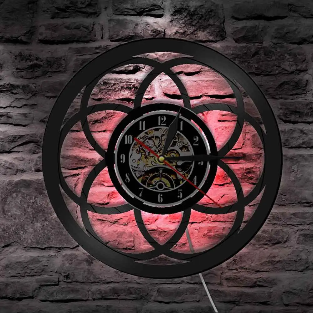 Настенные часы в стиле ретро с изображением цветка жизни Геометрическая мандала
