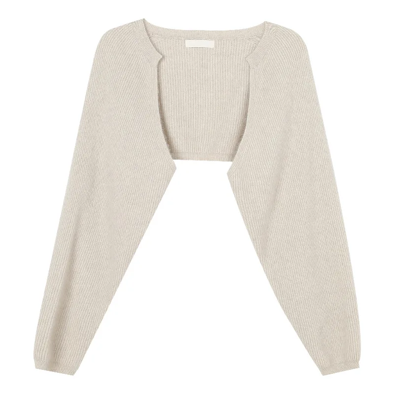 

Укороченный кардиган с милым болеро, женский свитер с рукавами, вязаный шикарный свитер