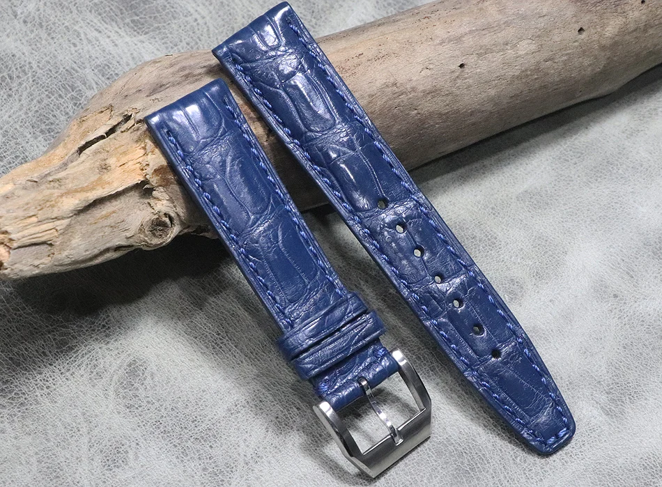 

19mm 20mm 21mm 22mm Watch Strap Alligator Grain Leather Black Brown Blue Crocodile Embossed Watch Band high quality Wristband