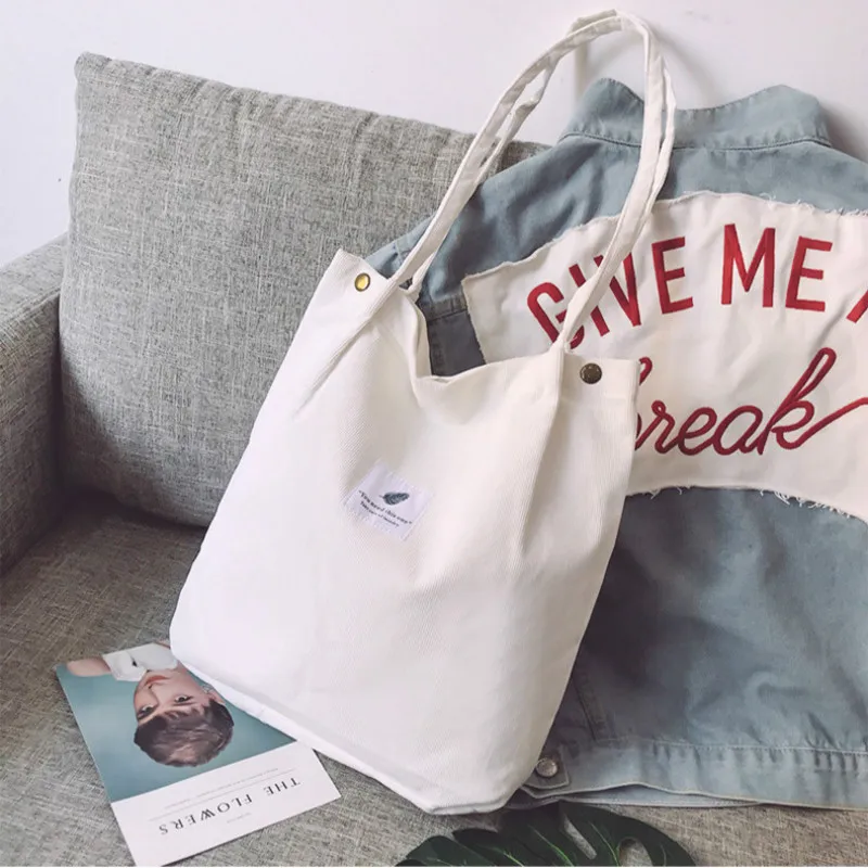 

Bags for Women 2021 New Ladies Handbags Student Corduroy Tote Bag Casual Solid Color Shoulder Bag Reusable Beach Bag
