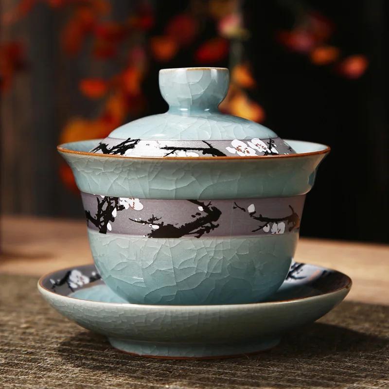 

Geyao Big Size Sancai Cup Single Ceramic Slice Tea Making Household Chinese Simple Kung Fu Tea Set Sopera De Ceramica Gaiwan