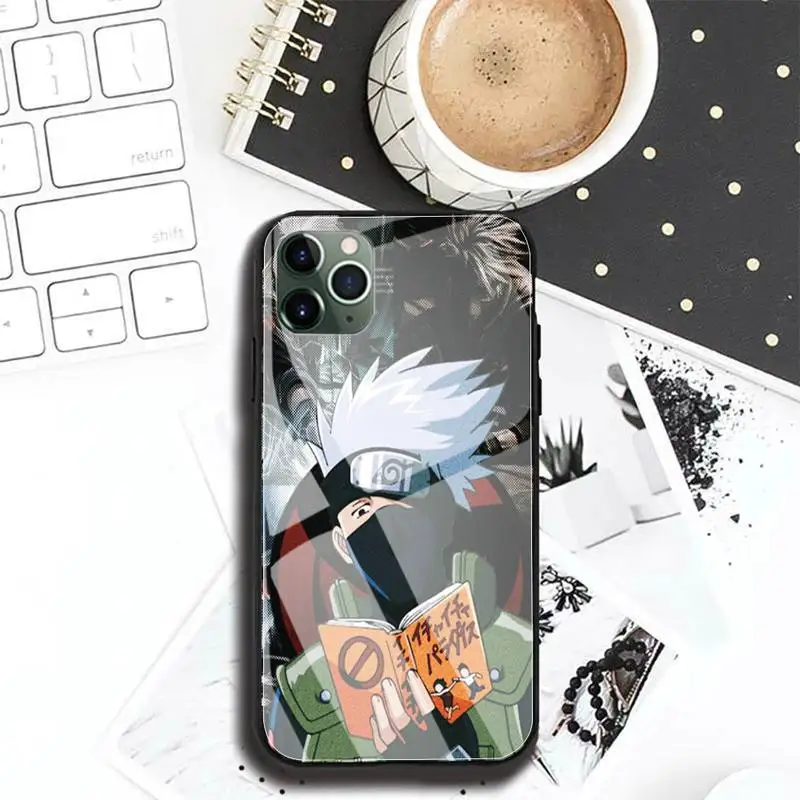 

Kakashi Naruto Phone Case case For Iphone 11 Pro MAX XR X 7 8Plus SE2020 DIY Shockproof Glass Soft Silicone Edge