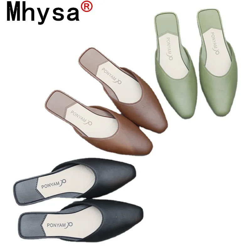 

2021 Low-heel Slippers Women Fashion Baotou Shoes for Women Slippers Outdoor Leisure Lazy Slippers PU Comfortable Platform Shoes