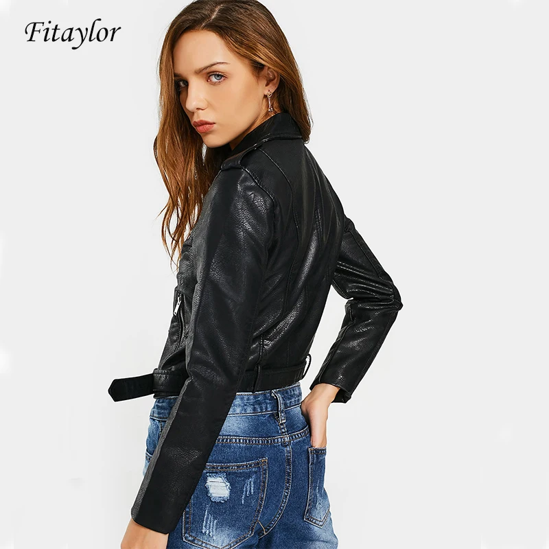 Новинка 2020 осенняя женская кожаная куртка короткая мотоциклетная из