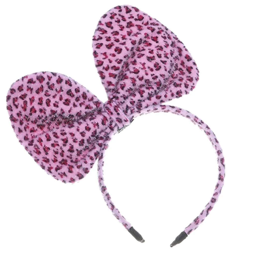 Повязка на голову женская с леопардовым бантом модный смешной ободок для косплея