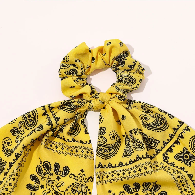

Floral Print Bow Satin Long Ribbon Ponytail Scarf Hair Tie Scrunchies Women Girls Elastic Hair Bands Hair Accessories