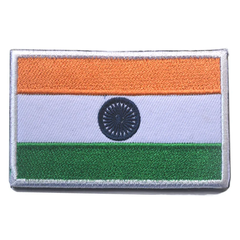 India Тканевые нашивки в виде флага страны, военные нашивки в Россию, Японию, индийскую, ирландскую, немецкую нашивку с крючком, флаг Израиля, нашивки для рюкзака - Цвет: India