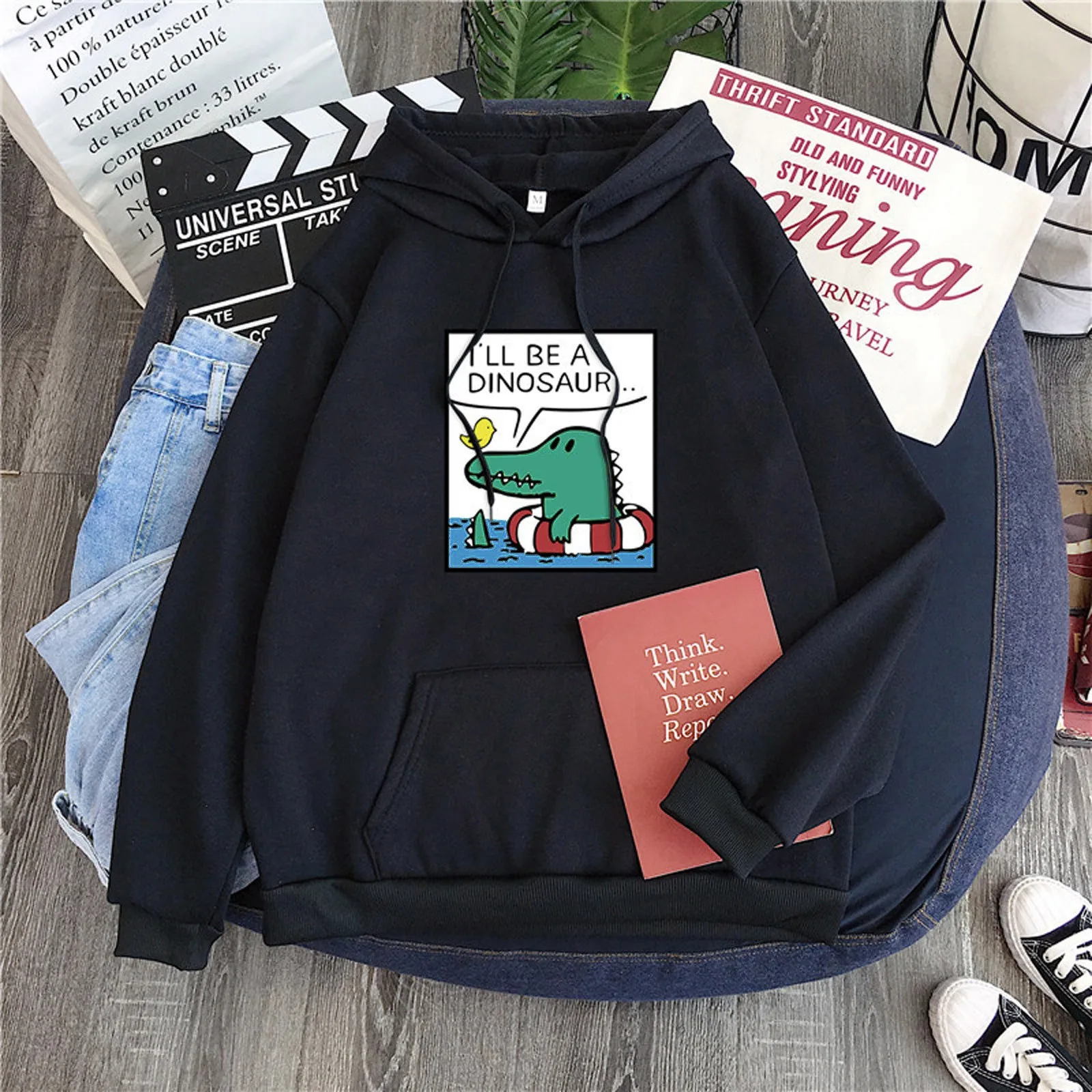 Women's Harajuku Hooded Sweater Cute Cartoon Pattern Hoodies Fashion Round Neck Long-sleeved Hooded Sweatshirt Толстовка Женская