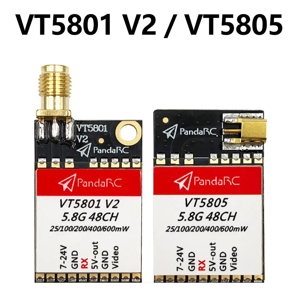 Видеопередатчик PandaRC VT5801 v2 VT5805 FPV 5 8 ГГц 48 каналов 25/100/200/400 МВт переключаемый OSD