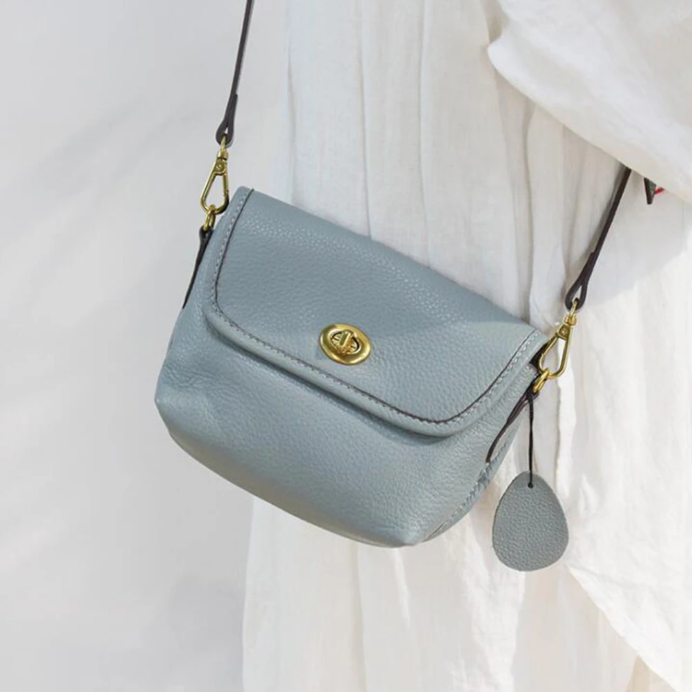 Простая Сумка через плечо из натуральной кожи Маленький модный дизайнерский