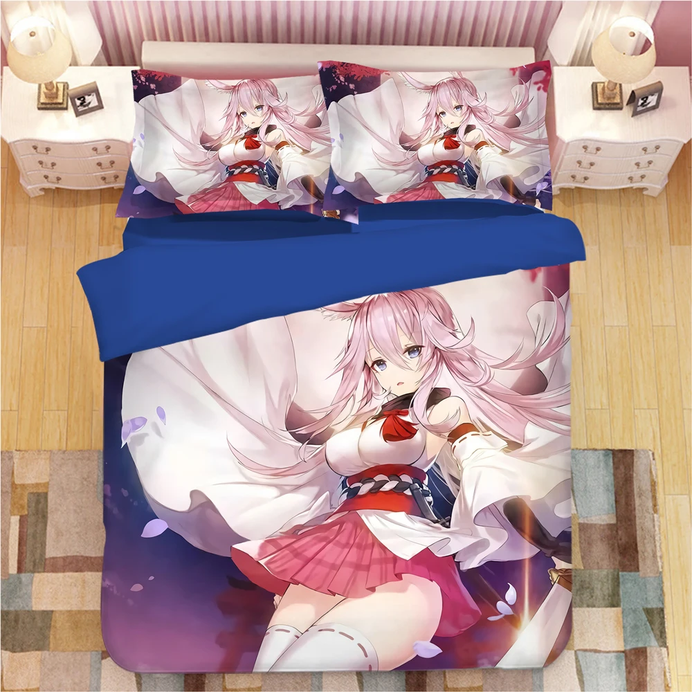 

Yae Sakura bed linen Cartoon anime Duvet Covers Pillowcases kids Anime Comforter Bedding Sets bed linens bedclothes bed set 12