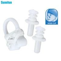 1set reusable silicone swim earplugs anti noise earplugs soft and flexible ear plugs with nose clip sleep sport product c197