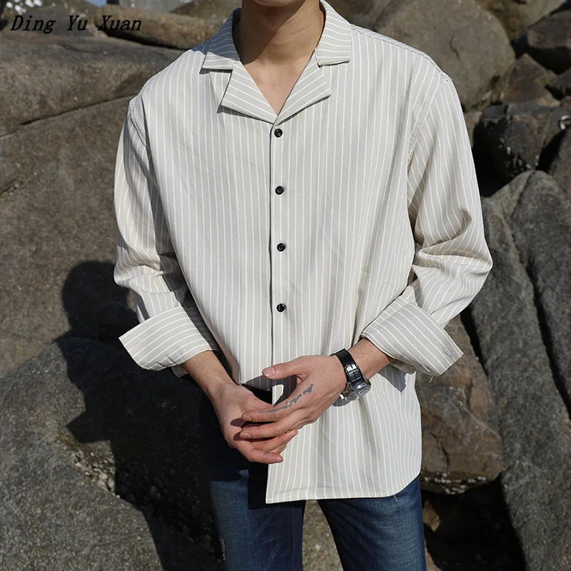 Мужская Повседневная рубашка с длинным рукавом в Корейском стиле желтая черная