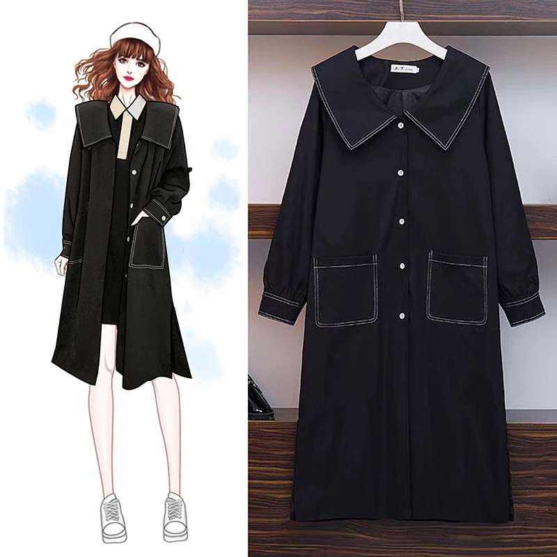 L-4XL женская верхняя одежда больших размеров пальто осенняя длинная